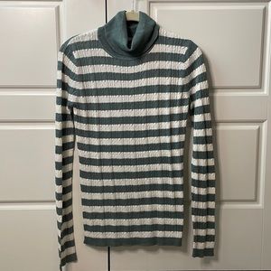 BCBG turtleneck blue and white stripes medium NWT